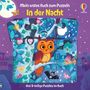 Text: "Mein erstes Buch zum Puzzeln: In der Nacht, drei 9-teilige Puzzles im Buch." Illustration mit Eule und Baum.