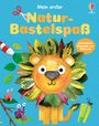 „Mein erster Natur-Bastelspaß“, „einfaches Basteln und Rätseln“. Illustration eines Löwen mit Blättern als Mähne.