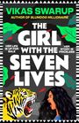 Vikas Swarup: Autor von "The Girl with the Seven Lives". Illustrationen: Frau schreit Tiger an, bunte Blätter.