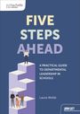 "FIVE STEPS AHEAD" steht oben. Menschen auf Treppe nach oben. Hachette Learning Logo links oben. "JOHN CATT" Logo unten rechts.
