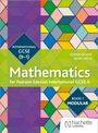 Text: "International GCSE (9-1) Mathematics for Edexcel Specification A, Book 1 Modular, Sophie Goldie, Alan Smith". 
Farbenfrohes geometrisches Muster.