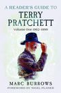 'A Reader’s Guide to Terry Pratchett, Volume One 1962-1999' von Marc Burrows. Illustration eines Mannes im Hut.
