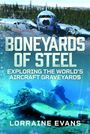 "Boneyards of Steel: Exploring the World's Aircraft Graveyards" von Lorraine Evans. Oben ein Flugzeugwrack, unten ein Taucher.