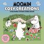 "Moomin Cosy Creations - A Relaxing Sticker Scenes Book. Bring 20 scenes to life with your stickers." Illustrationen von Moomin-Figuren in einer Landschaft.