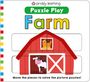 „Puzzle Play: Farm“ steht im Vordergrund. Darunter eine Illustration einer roten Scheune mit Huhn und Kuh.
