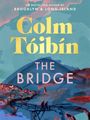 Der Text zeigt: "Colm Tóibín, The Bridge". Illustration eines Dorfes mit Brücke vor bunten Hügeln.