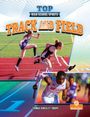 "TOP HIGH SCHOOL SPORTS TRACK AND FIELD" auf einem Buchcover mit Läufern auf einer Bahn.