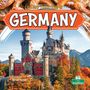 Text: "Life and Traditions in Germany", "Arthur Yazdani". Majestätisches Schloss mit Herbstbäumen, im Hintergrund Berge.