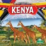 Text: "Life and Traditions in Kenya." Drei Giraffen in einer Savanne, im Hintergrund ein schneebedeckter Berg.