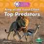 „King of the Food Chain: Top Predators“ steht in großen Buchstaben. Ein Löwe jagt eine Antilope in der Savanne.