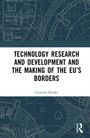Cover von Clemens Binders Buch “Technology Research and Development and the Making of the EU’s Borders”. Blaues technisches Muster.