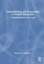 Text oben: "Understanding and Responding to Violent Extremism: A Multidisciplinary Framework." Unten: "Shahrbanou Tadjbakhsh". Abstrakte blaue Hintergrundzeichnung.