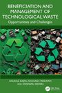 Text: „BENEFICIATION AND MANAGEMENT OF TECHNOLOGICAL WASTE: Opportunities and Challenges“. Oben Recycling-Symbol aus Elektronikbauteilen.