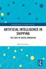 "Artificial Intelligence in Shipping" von Maria Lambrou. Hintergrund mit blauen und gelben vernetzten Kreisen.