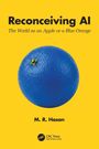 "Reconceiving AI", "The World as an Apple or a Blue Orange", M. R. Hasan. 

Eine blaue Orange auf gelbem Hintergrund, Logo unten.
