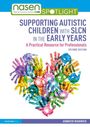 "Supporting Autistic Children with SLCN in the Early Years." Bunte Handabdrücke in Herzform, Logo oben links.