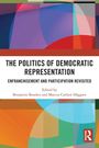 Text: "THE POLITICS OF DEMOCRATIC REPRESENTATION. ENFRANCHISEMENT AND PARTICIPATION REVISITED. Edited by Benjamin Boudou und Marcus Carlsen Häggrot." Farbige geometrische Muster im Hintergrund.