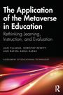 Text: The Application of the Metaverse in Education. Farbige Lichtstreifen auf dunklem Hintergrund.