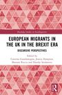 "European Migrants in the UK in the Brexit Era" ist der Titel in schwarzem Text auf weißem Hintergrund mit rotem Muster.