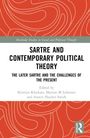Titel: Sartre and Contemporary Political Theory. Rotes, gemustertes Hintergrunddesign.