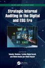"Strategic Internal Auditing in the Digital and ESG Era", Buchcover mit Technologie-Icons und einer Hand.