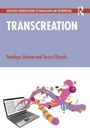 "Transcreation" steht groß auf einem lila Hintergrund. Darunter ein Laptop mit bunten, kreativen Formen und Symbolen.