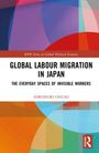 "GLOBAL LABOUR MIGRATION IN JAPAN" steht in schwarzer Schrift. Darunter geometrische, bunte Formen.