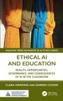„ETHICAL AI AND EDUCATION“; Tücher in Gelb, Braun, Blau und Rot hängen nebeneinander.