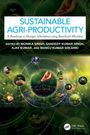 "SUSTAINABLE AGRI-PRODUCTIVITY" in blau, verschiedene Hände und Pflanzen umgeben von Kreisen auf einem grünen Hintergrund.