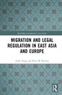 „Migration and Legal Regulation in East Asia and Europe“ von Aifen Xing und Peter W Preston vor gemustertem Hintergrund.