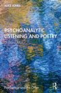 „PSYCHOANALYTIC LISTENING AND POETRY: Distant Music“. Bunte, abstrakte Wasseroberfläche in Blau, Gelb, Grün.