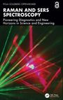 Buchtitel: "RAMAN AND SERS SPECTROSCOPY". Farbenfrohe Laserstrahlen in Rot und Grün vor dunklem Hintergrund.