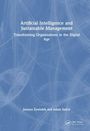 Text: "Artificial Intelligence and Sustainable Management: Transforming Organizations in the Digital Age". Autoren: Justyna Żywiołek, Adam Sulich. Blauer Hintergrund mit abstrakten Mustern.