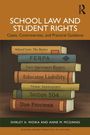 Titel: "School Law and Student Rights". Illustration zeigt gestapelte Bücher mit rechtlichen Themen.