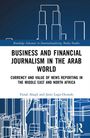 Cover mit Titel: "Business and Financial Journalism in the Arab World". Abstrakte Linien, blaue und weiße Farben, Routledge-Logo.