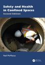 "Safety and Health in Confined Spaces, Second Edition" steht in großer Schrift über dem Bild eines Arbeiters in einem engen Schacht.