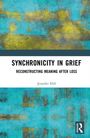 "SYNCHRONICITY IN GRIEF: RECONSTRUCTING MEANING AFTER LOSS" von Jennifer Hill. Bunte abstrakte Malerei in Blau und Gelb.