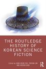 Text: "The Routledge History of Korean Science Fiction. Edited by Sang-Keun Yoo, Taehun Lim and Haerin Shin."  
Illustration: Ein traditioneller koreanischer Hut, der wie ein Schaltkreis gestaltet ist, leuchtet bunt.