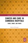 Buchtitel: “Cancer and Care in Cambodia Hospitals: Family, Money, and Power” von Meriem M’zoughi; gelbes Muster und Verlagslogo.