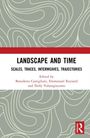 „LANDSCAPE AND TIME: SCALES, TRACES, INTERWEAVES, TRAJECTORIES“ in Schwarz auf Weiß. Grauer Hintergrund mit weißen Linien.