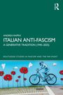 "Andrea Rapini: Italian Anti-Fascism: A Generative Tradition (1945-2025)", Illustration: Mann auf Fahrrad vor roter Blumenwand.