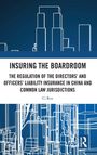 "INSURING THE BOARDROOM" oben, gefolgt von langem Untertitel. Architekturzeichnung im Hintergrund in weiß auf blauem Grund.