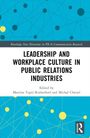 Titel: Leadership and Workplace Culture in Public Relations Industries. Blaues geometrisches Muster im Hintergrund.