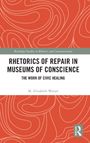 "Rhetorics of Repair in Museums of Conscience" von M. Elizabeth Weiser, rotes abstraktes Muster, Routledge-Logo.