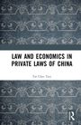 Text: "Law and Economics in Private Laws of China" von Tat Chee Tsui. Hintergrund: Blaues Muster mit floralen Elementen.