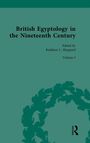 "British Egyptology in the Nineteenth Century", bearbeitet von Kathleen L. Sheppard, Band I. Grüner Hintergrund, florales Muster.