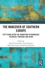 "The Makeover of Southern Europe" über Demokratie in Griechenland, Portugal und Spanien; türkis-goldene abstrakte Kunst.