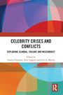 „CELEBRITY CRISES AND CONFLICTS“: Buchcover mit bunten, überlappenden geometrischen Formen.
