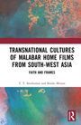 Buchtitel: "Transnational Cultures of Malabar Home Films from South-West Asia: Faith and Frames" von T. T. Sreekumar und Bindu Menon. Abstrakter Hintergrund in blauen und roten Tönen.