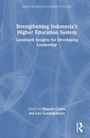 "Strengthening Indonesia’s Higher Education System: Landmark Insights for Developing Leadership." Blauer Hintergrund, schlichtes Design.